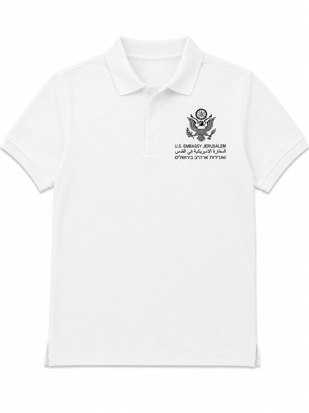 Polo: U.S. Embassy Jerusalem Logo (White/Red/Black)
