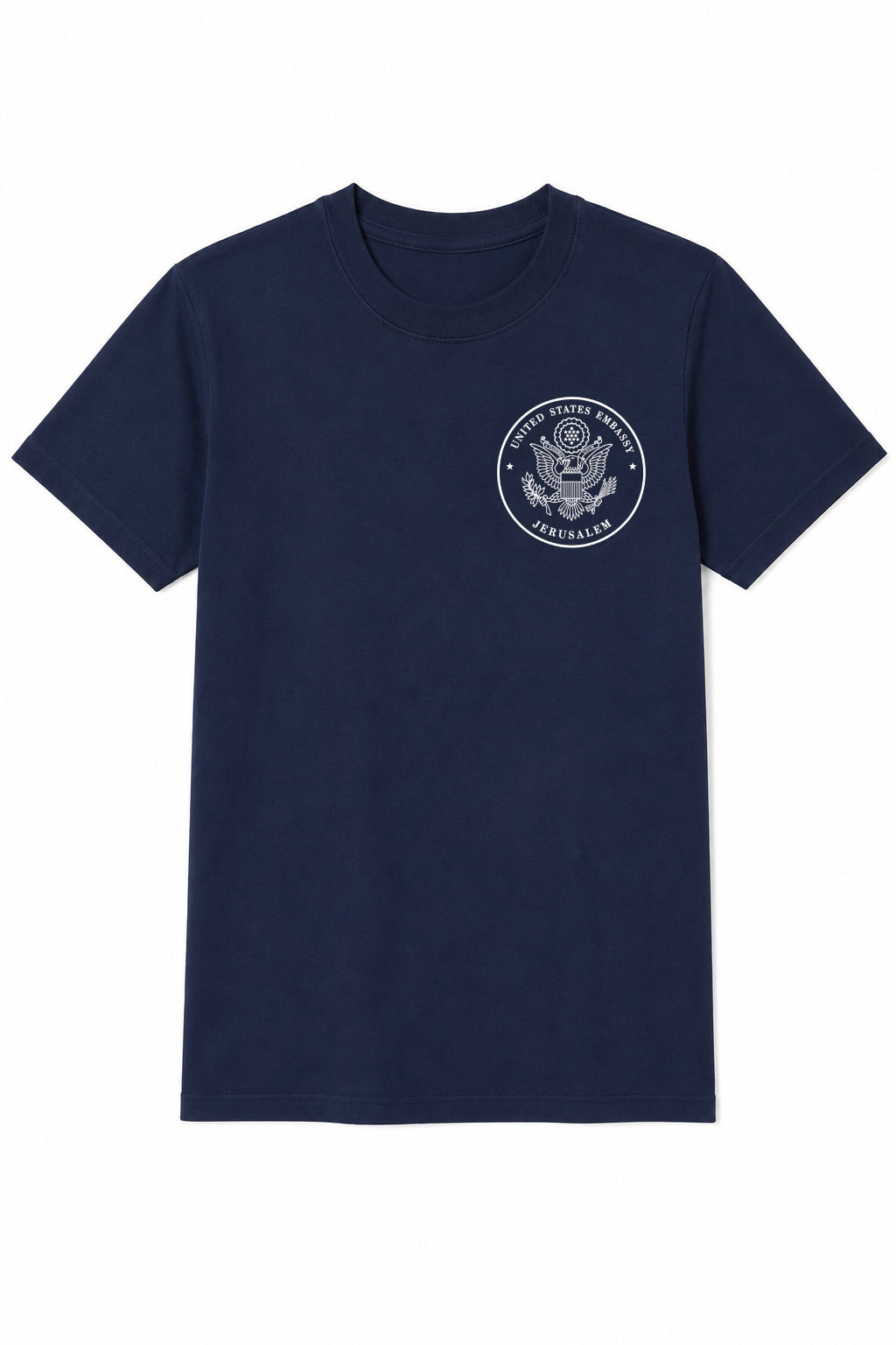 T-Shirt: Embassy Seal & Jerusalem Skyline (Navy/Black)