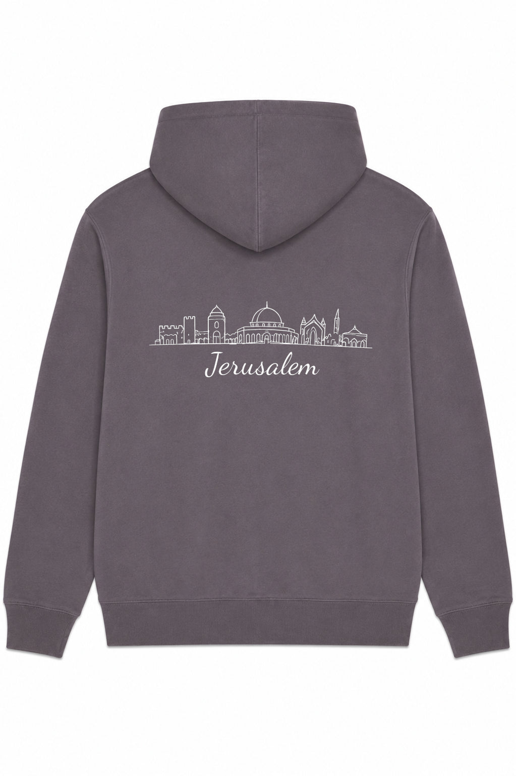 Zip Hoodie: Embassy Seal & Jerusalem Skyline (Grey/Black)