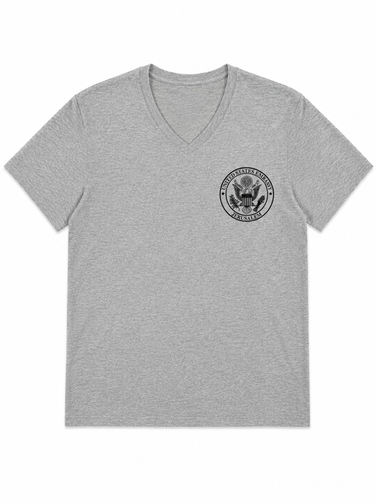 V-Neck T-Shirt: Jerusalem Embassy Seal (Grey)