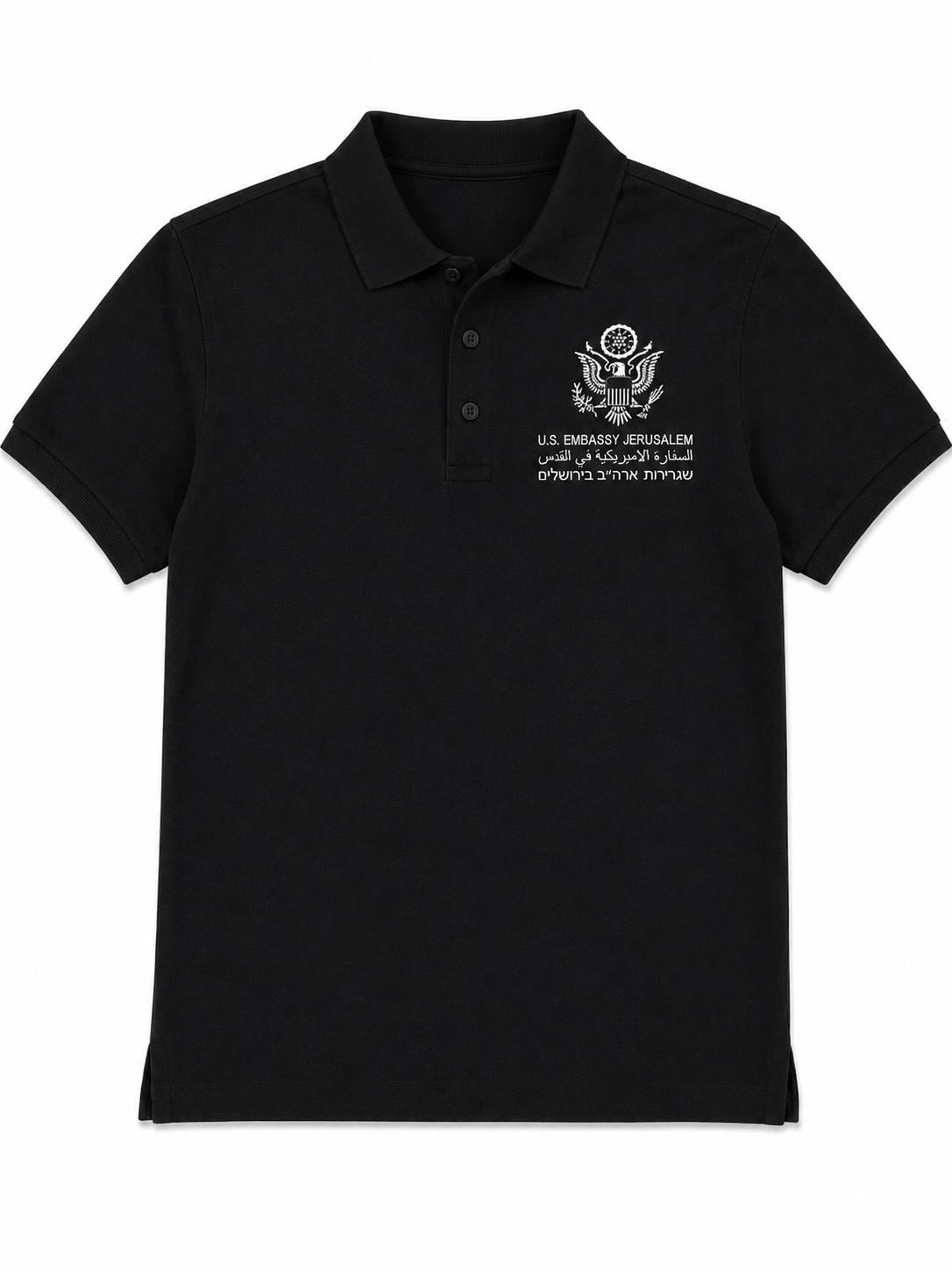 Polo: U.S. Embassy Jerusalem Logo (White/Red/Black)