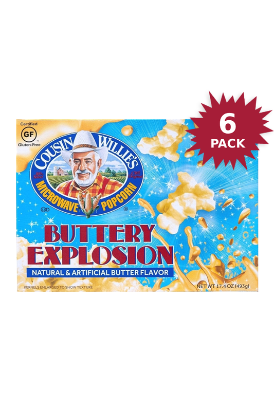 Cousin Willie's Buttery Explosion Popcorn (6-Pack)
