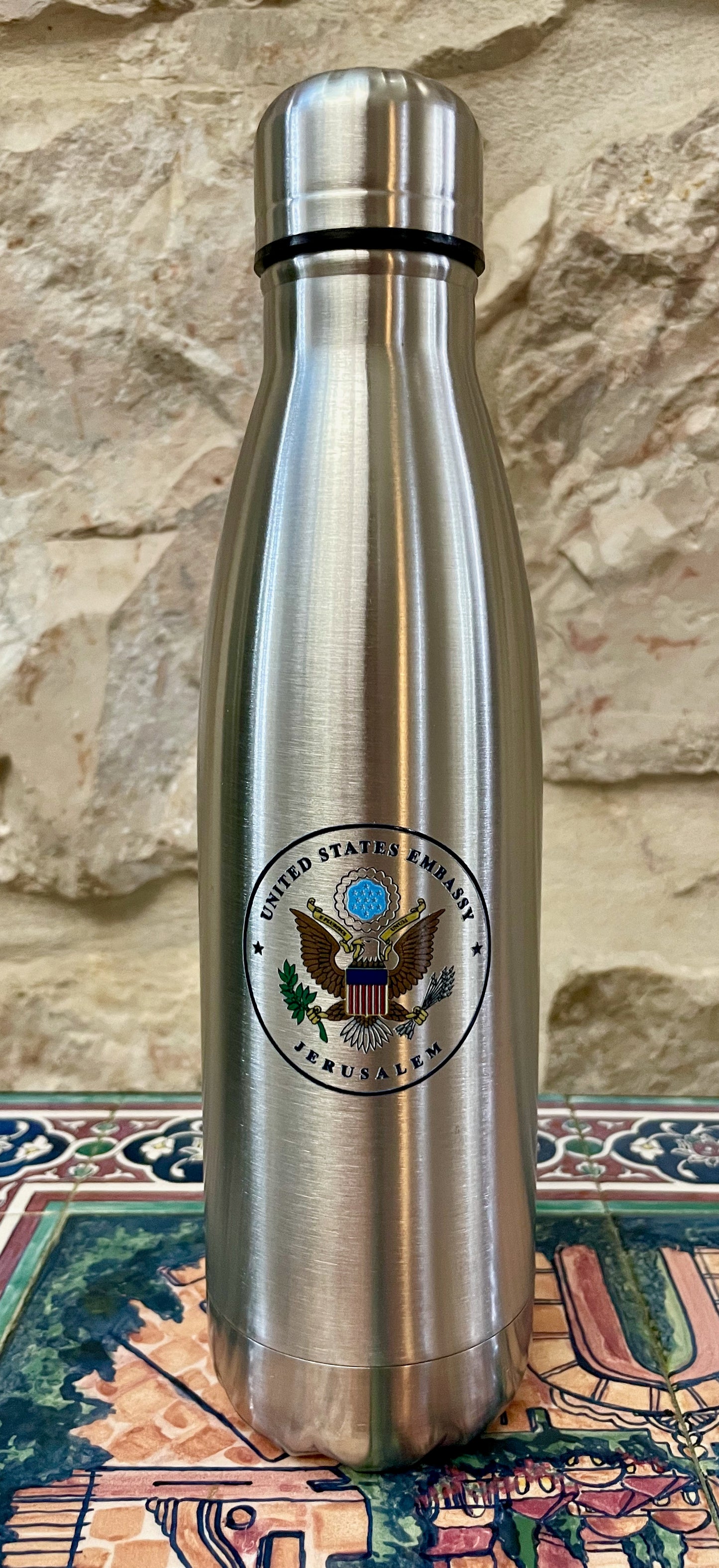 Aluminum Bottle: Embassy Seal (Black/Silver/White/Red)