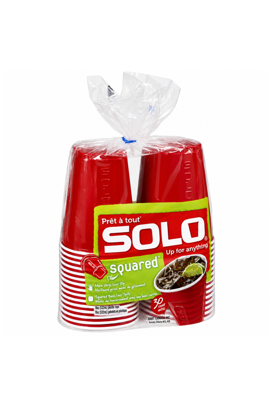 Solo Squared Plastic Cups Red 18oz