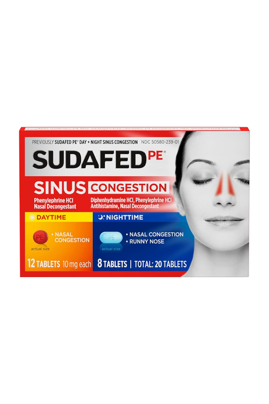 Sudafed PE Sinus Congestion Daytime & Night Tabs (20ct)