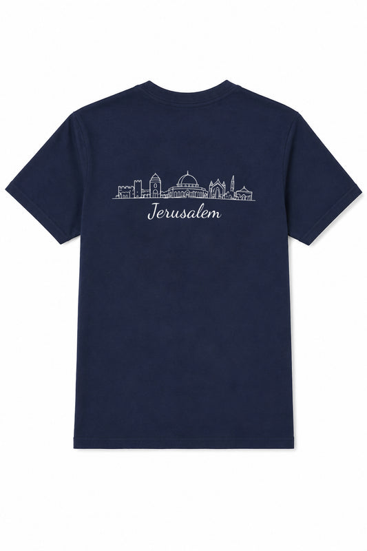 T-Shirt: Embassy Seal & Jerusalem Skyline (Navy/Black)